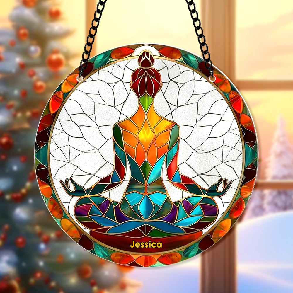 Personalized Gifts For Christmas Suncatcher Ornament 57ACQN240824 Yoga Symbol