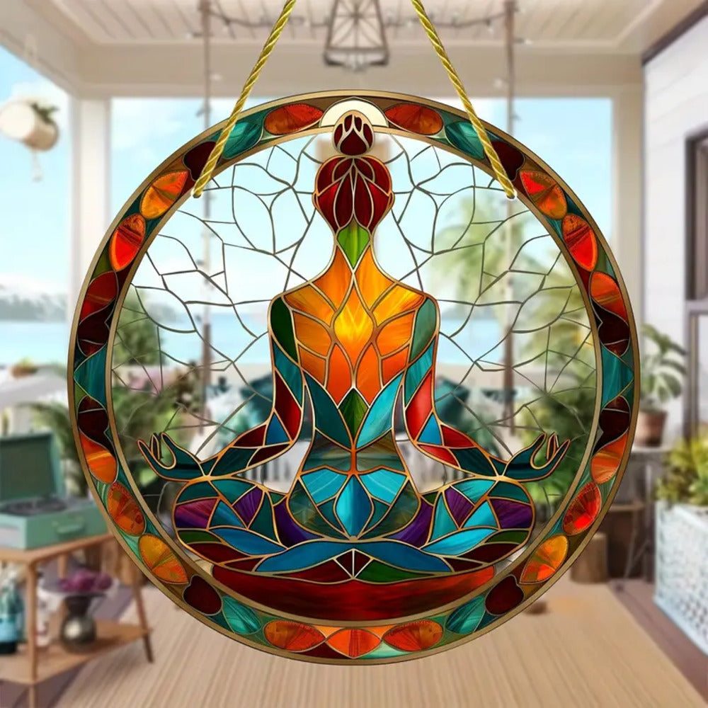 Personalized Gifts For Christmas Suncatcher Ornament 57ACQN240824 Yoga Symbol - Image 4