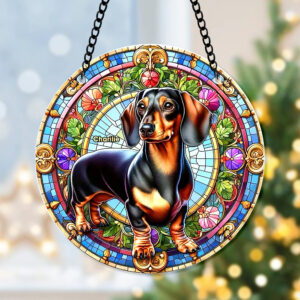 Alternative view of Personalized Gifts For Christmas Suncatcher Ornament 59ACQN240824 Dachshund Dog