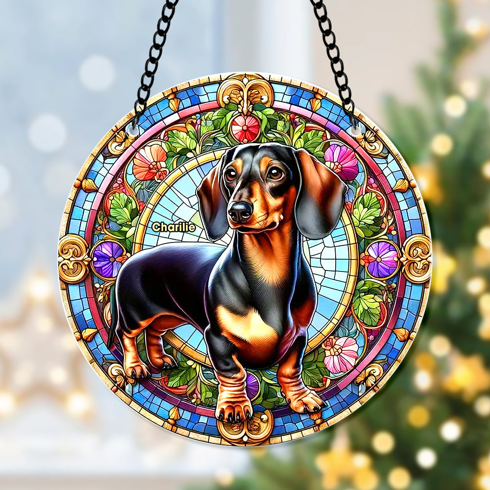 Alternative view of Personalized Gifts For Christmas Suncatcher Ornament 59ACQN240824 Dachshund Dog