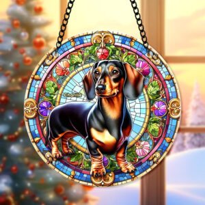 Personalized Gifts For Christmas Suncatcher Ornament 59ACQN240824 Dachshund Dog