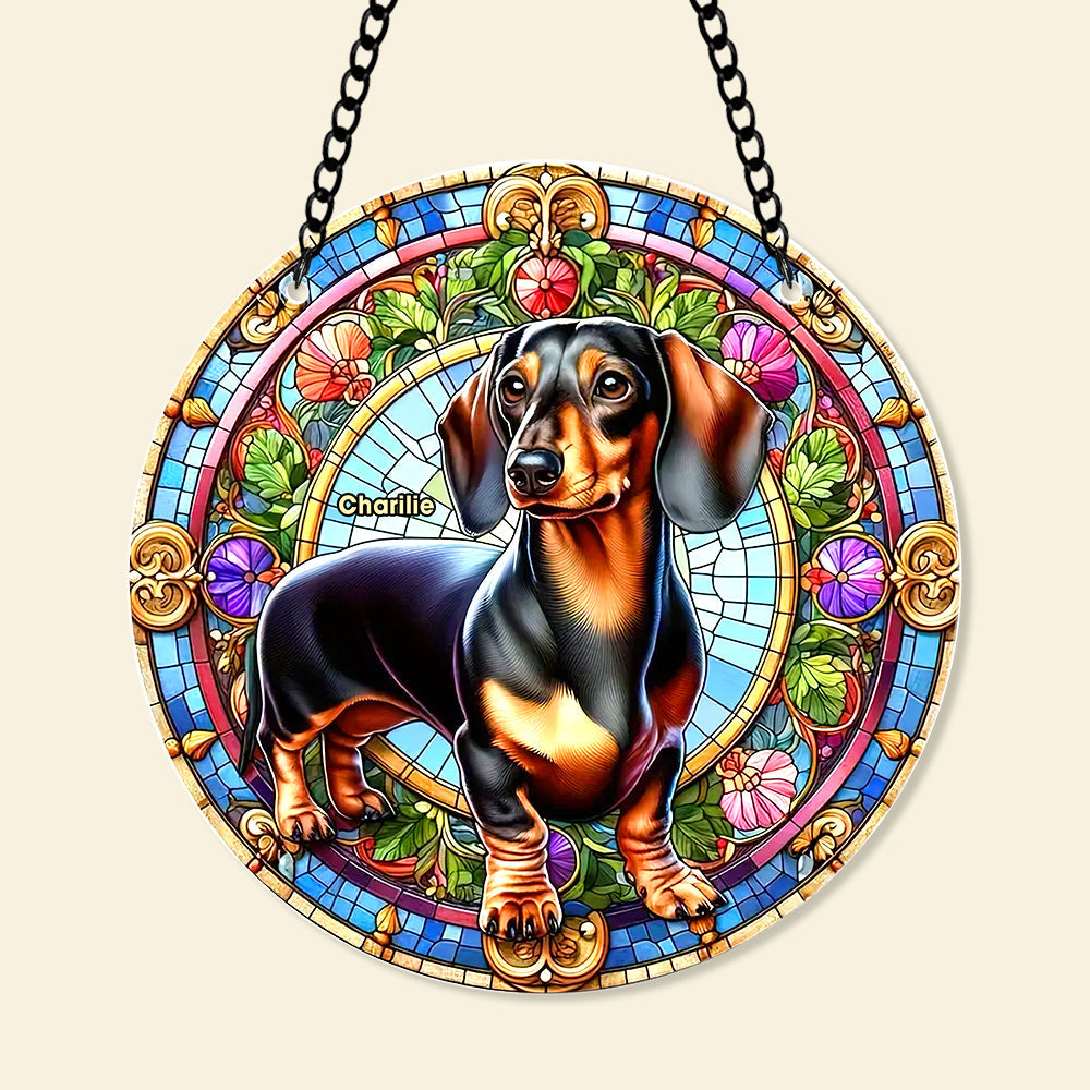 Personalized Gifts For Christmas Suncatcher Ornament 59ACQN240824 Dachshund Dog - Image 5