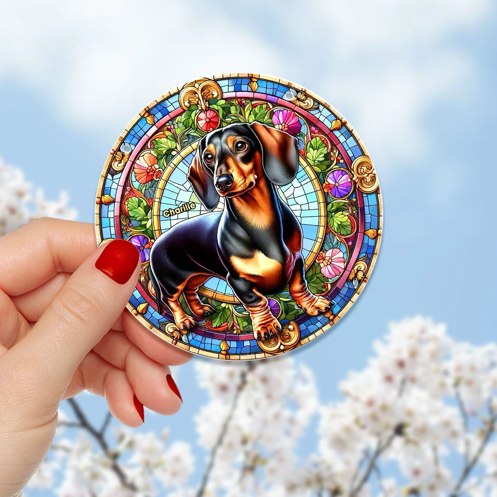 Personalized Gifts For Christmas Suncatcher Ornament 59ACQN240824 Dachshund Dog - Image 3