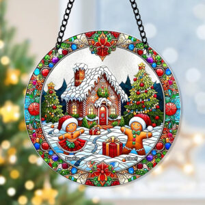Personalized Gifts For Christmas Suncatcher Ornament 62ACQN240824 Ginger Bread Man