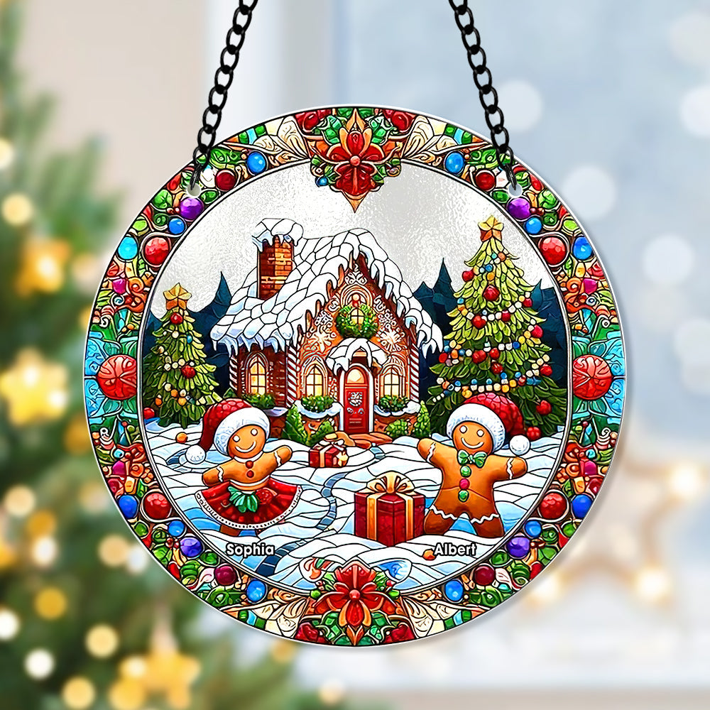Personalized Gifts For Christmas Suncatcher Ornament 62ACQN240824 Ginger Bread Man