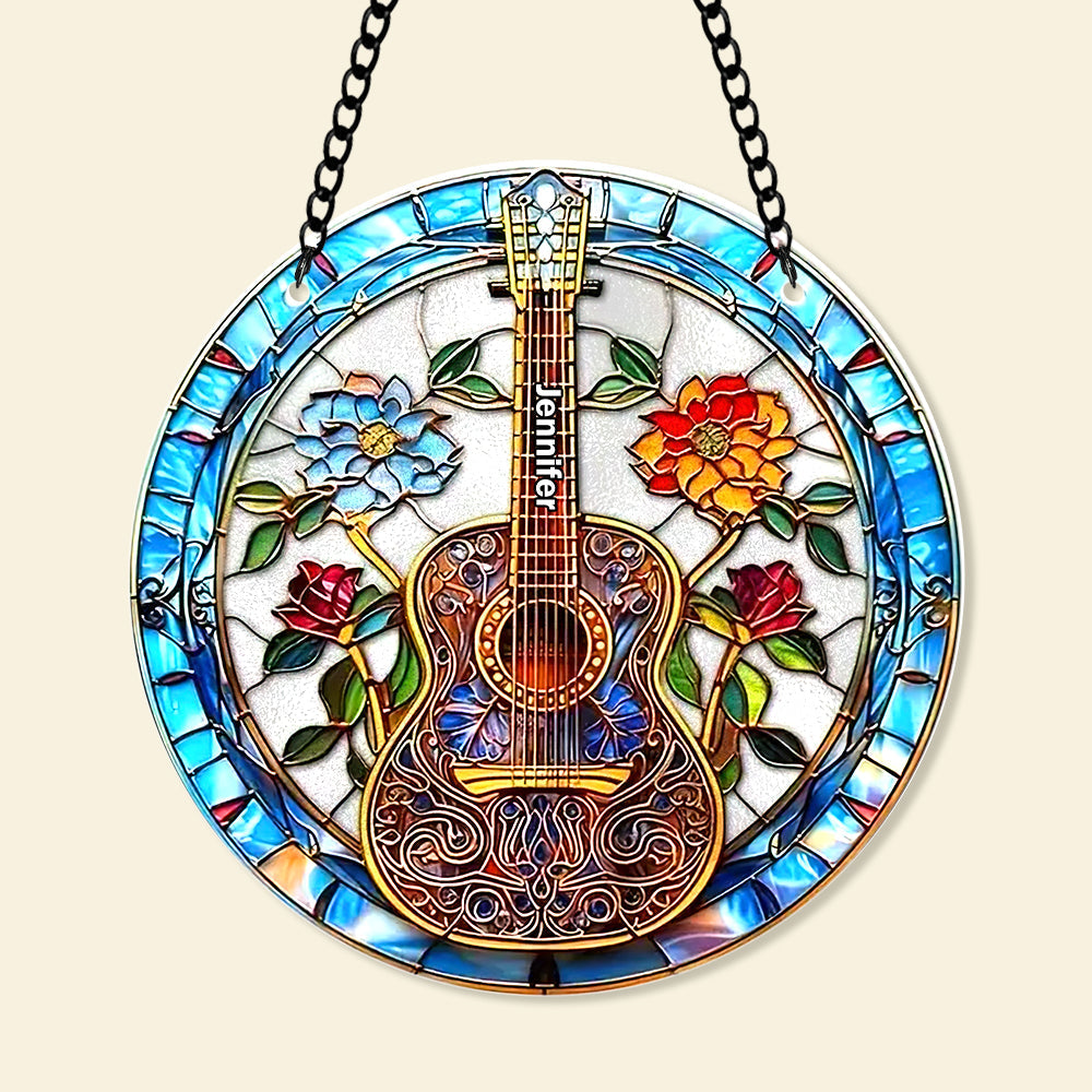 Personalized Gifts For Christmas Suncatcher Ornament 67ACQN240824 Guitarist - Image 4