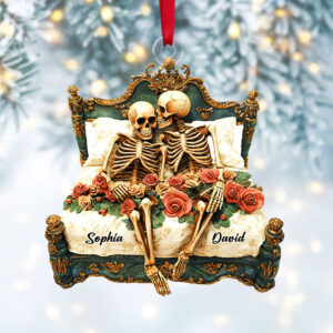 Alternative view of Personalized Gifts For Couple Acrylic Ornament Skull Couple 02ohtn191124