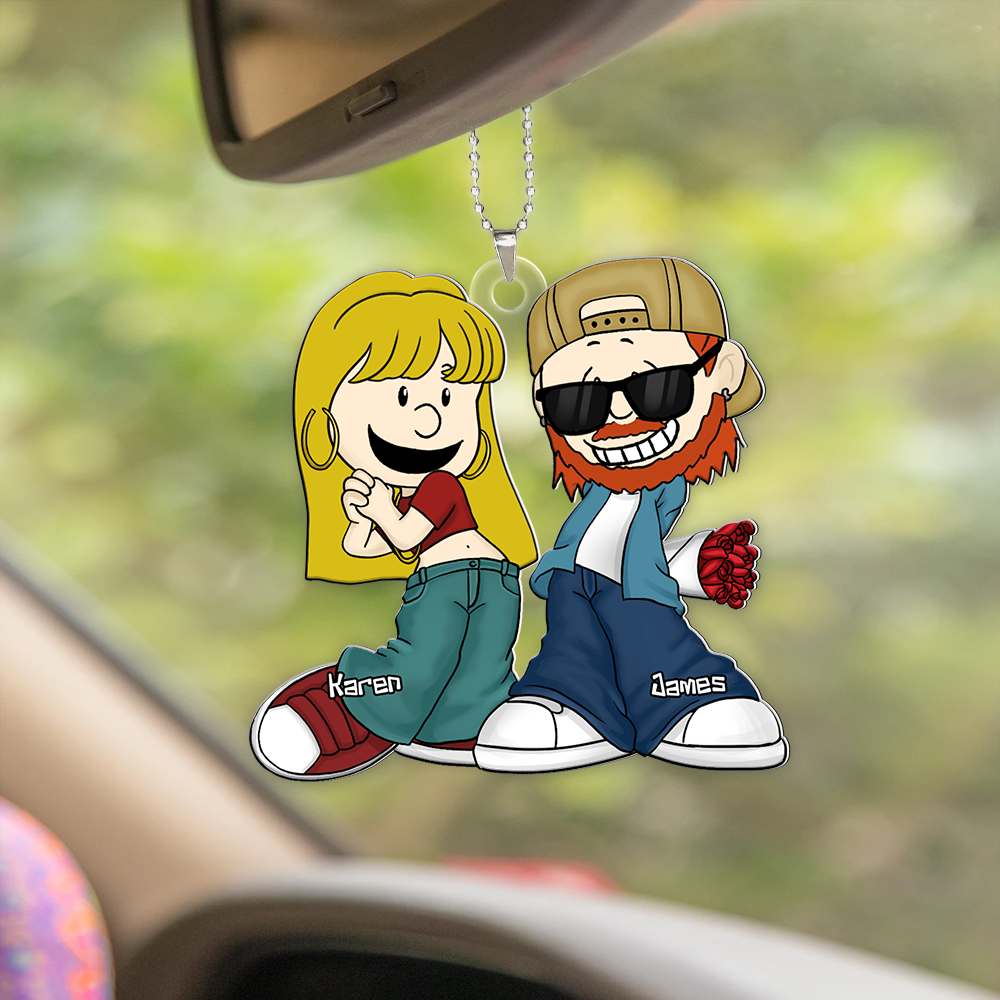 Personalized Gifts For Couple Car Ornament, Gangsta Love 04qhpu030125hg - Image 3