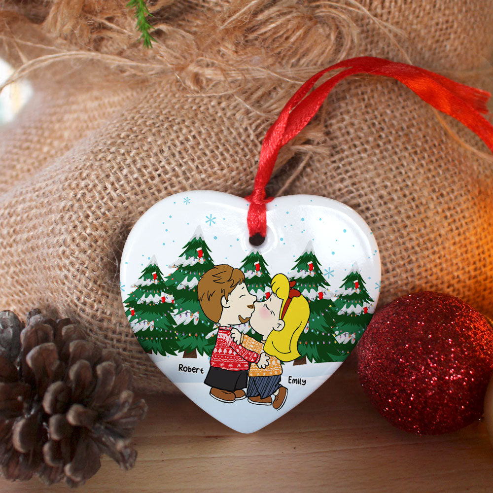 Personalized Gifts For Couple Ceramic Ornament 03acti041124hg Kissing Couple - Image 3