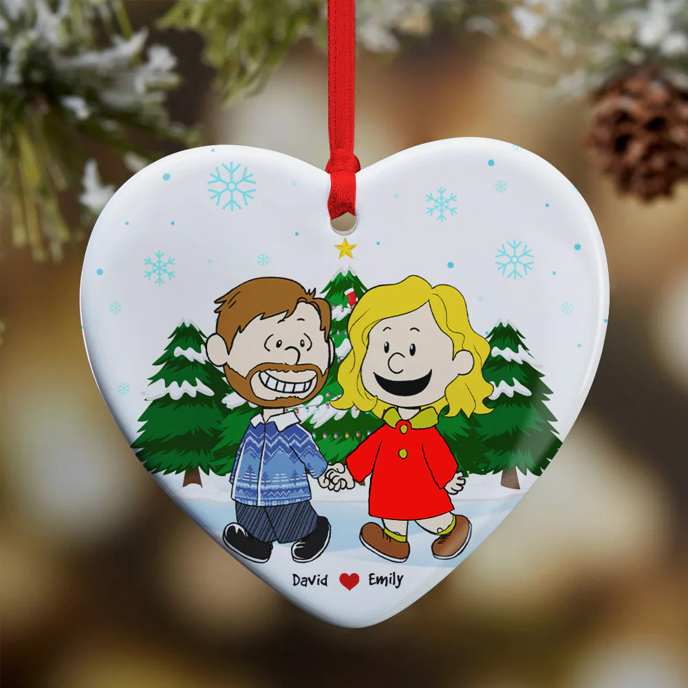 Personalized Gifts For Couple Ceramic Ornament 05acqn071124 Walking Hand In Hand - Image 3