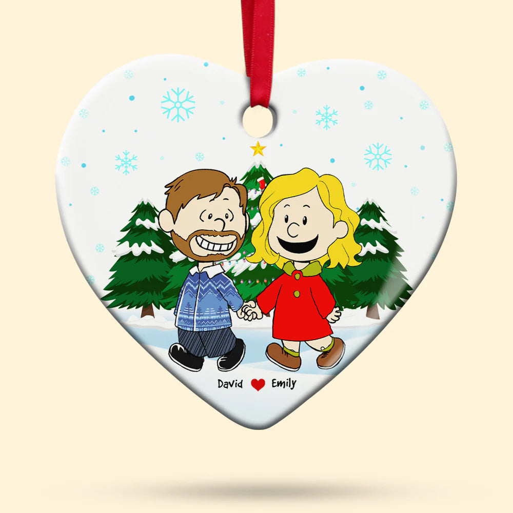 Personalized Gifts For Couple Ceramic Ornament 05acqn071124 Walking Hand In Hand - Image 4