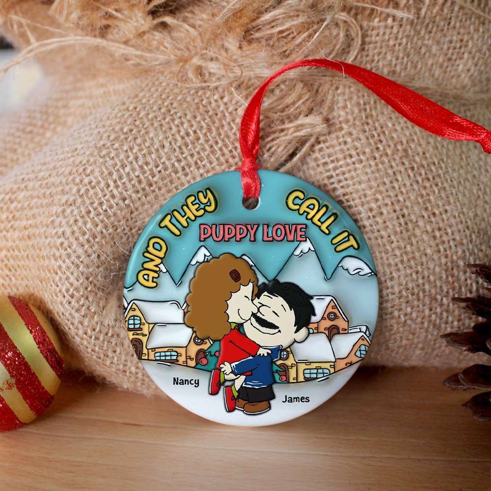 Personalized Gifts for Couple Ceramic Ornament Puppy Love Christmas 02xqpu200724hg - Image 4