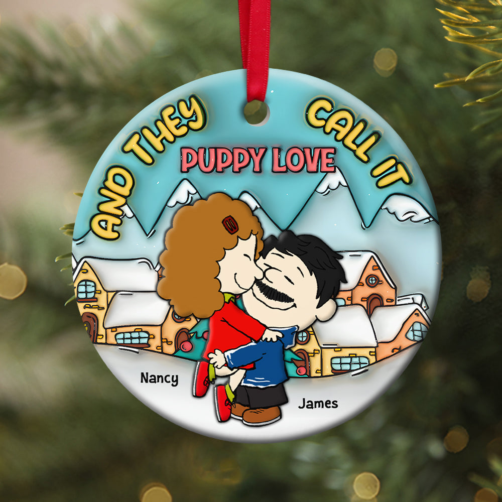 Personalized Gifts for Couple Ceramic Ornament Puppy Love Christmas 02xqpu200724hg