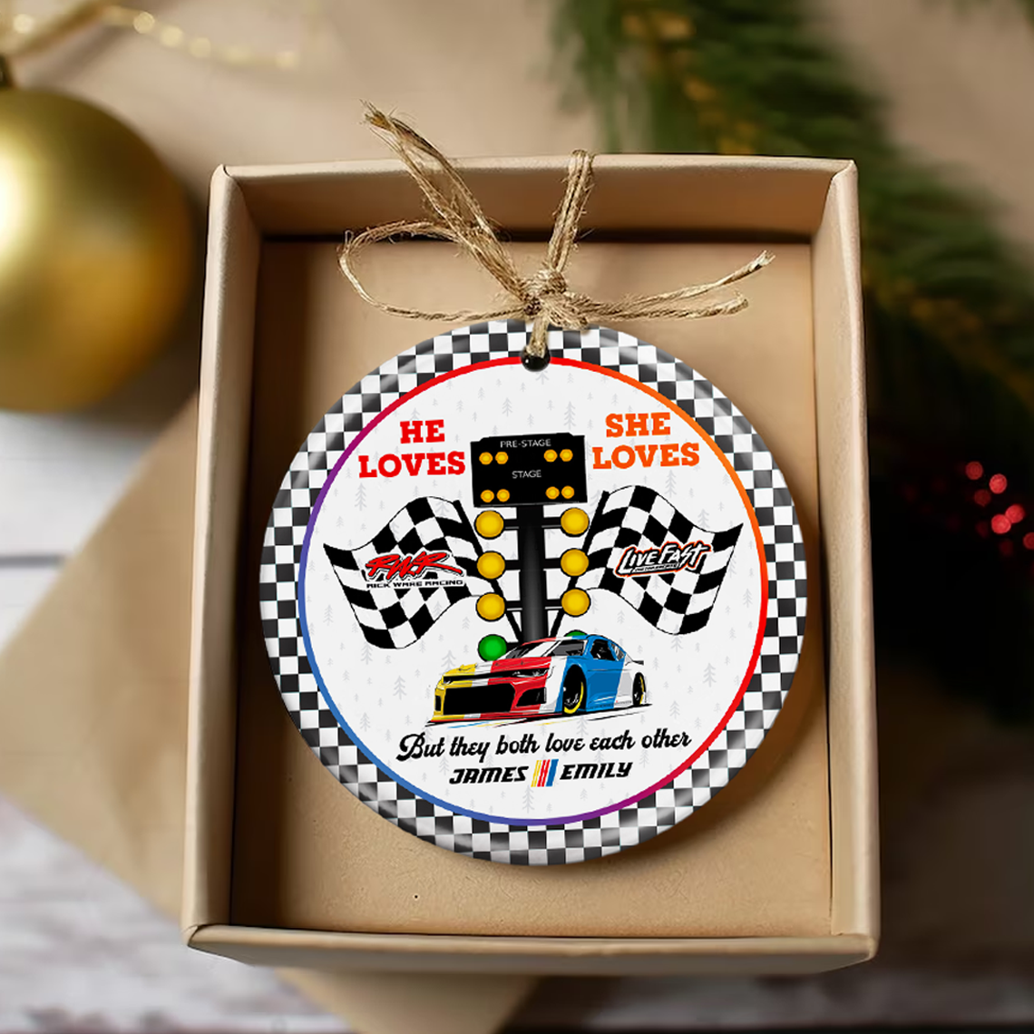 Personalized Gifts For Couple Christmas Ornament 01huti061023 Racing Fans - Image 3
