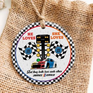 Alternative view of Personalized Gifts For Couple Christmas Ornament 01huti061023 Racing Fans