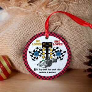 Alternative view of Personalized Gifts For Couple Christmas Ornament 02huti061023 Racing Fans