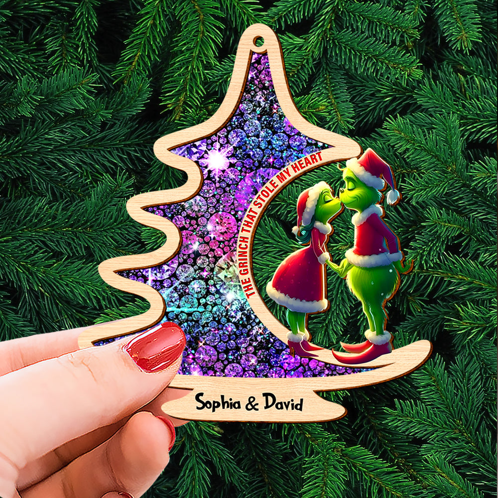 Personalized Gifts For Couple Christmas Ornament 02xqtn181124 Christmas Tree Couple Kissing - Image 3