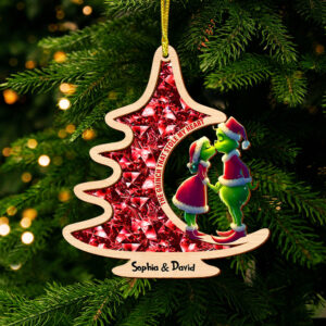 Personalized Gifts For Couple Christmas Ornament 02xqtn181124 Christmas Tree Couple Kissing