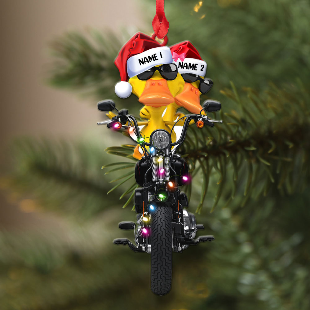Personalized Gifts For Couple Christmas Ornament Biker Duck Couple 03qhlh0510 - Image 3