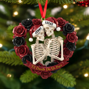 Alternative view of Personalized Gifts For Couple Christmas Skull Couple Ornament 02natn111025