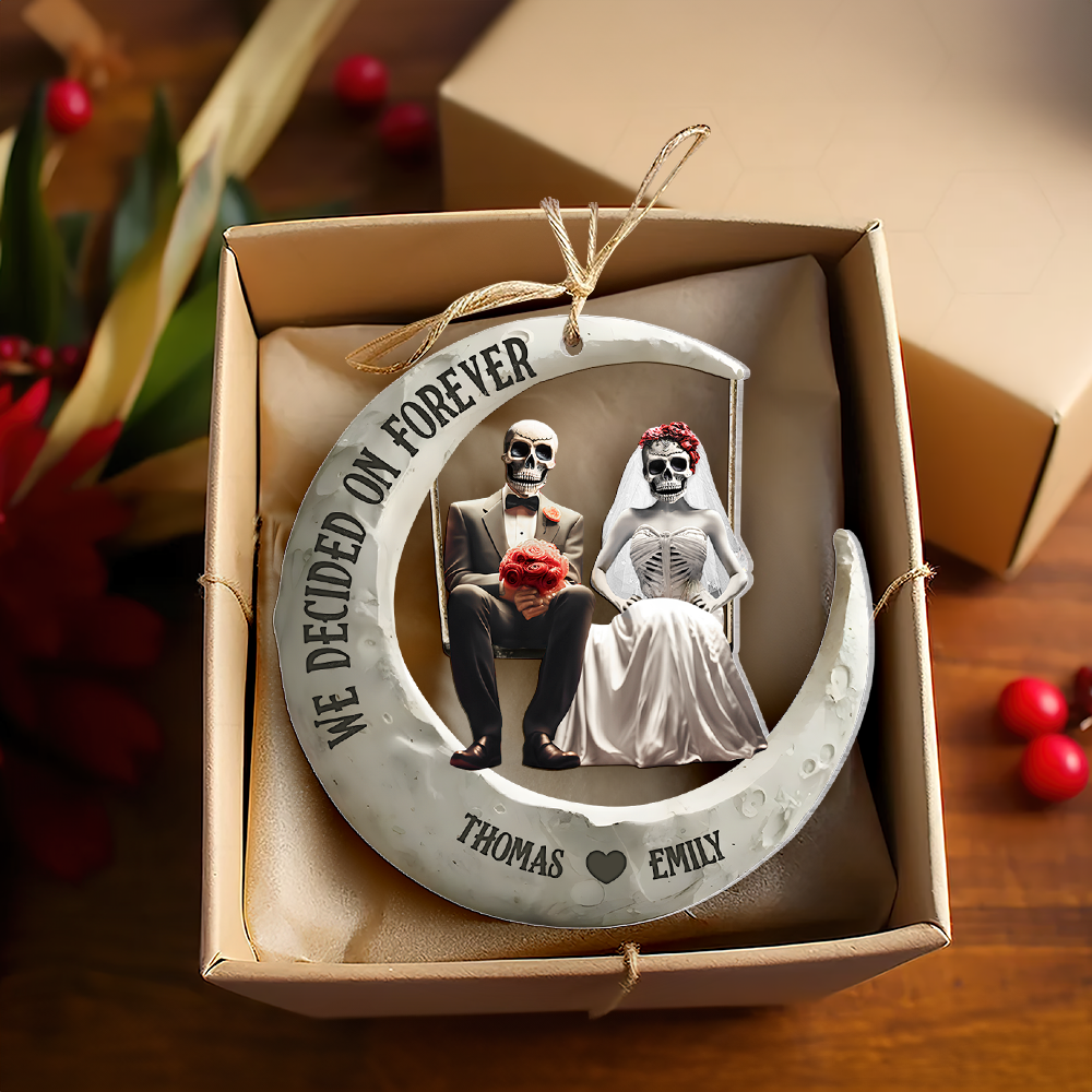 Personalized Gifts For Couple Christmas Skull Couple Ornament 02ohpu081124 - Image 4