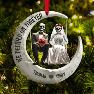 Alternative view of Personalized Gifts For Couple Christmas Skull Couple Ornament 02ohpu081124