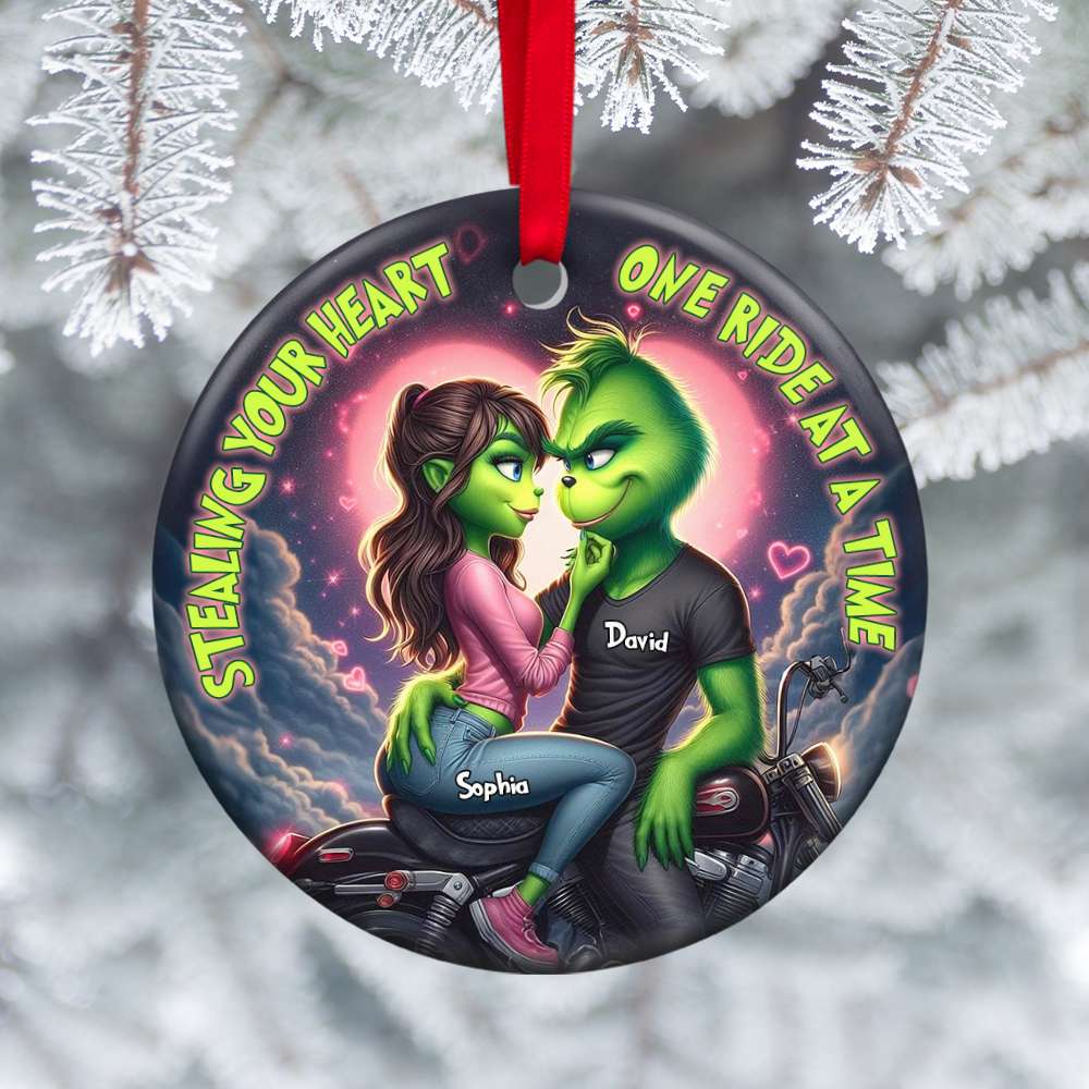 Alternative view of Personalized Gifts For Couple Green Christmas Ornament 04TOTN141124