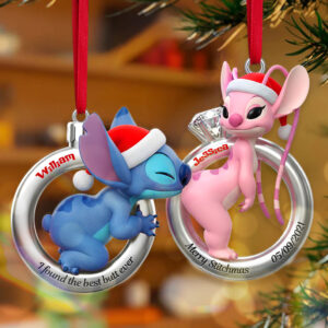 Alternative view of Personalized Gifts For Couple, Little Monster Christmas Rings Acrylic Ornament 03ohmg130925