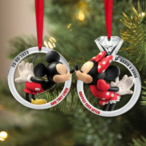 Personalized Gifts For Couple Matching Ornament Kissing Mouses in Christmas Rings