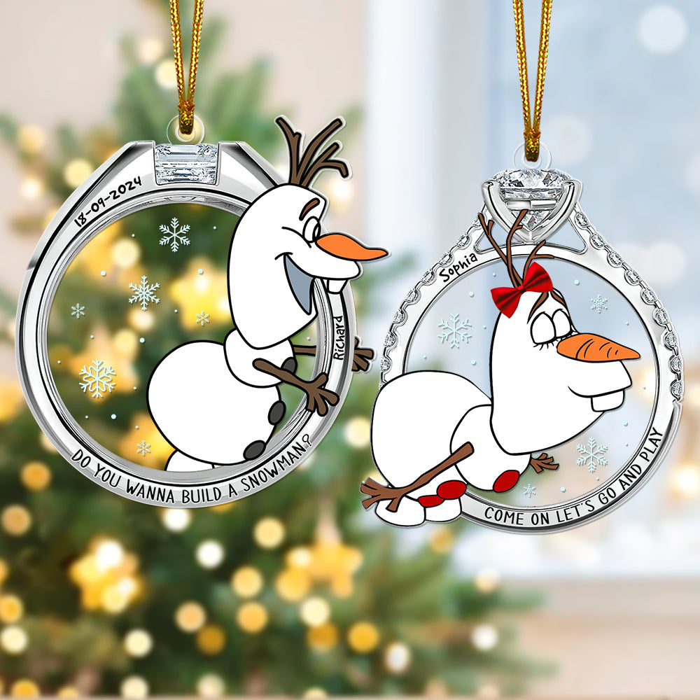 Alternative view of Personalized Gifts For Couple Matching Ornament, Naughty Snowman in Christmas Rings 01tgqn270924