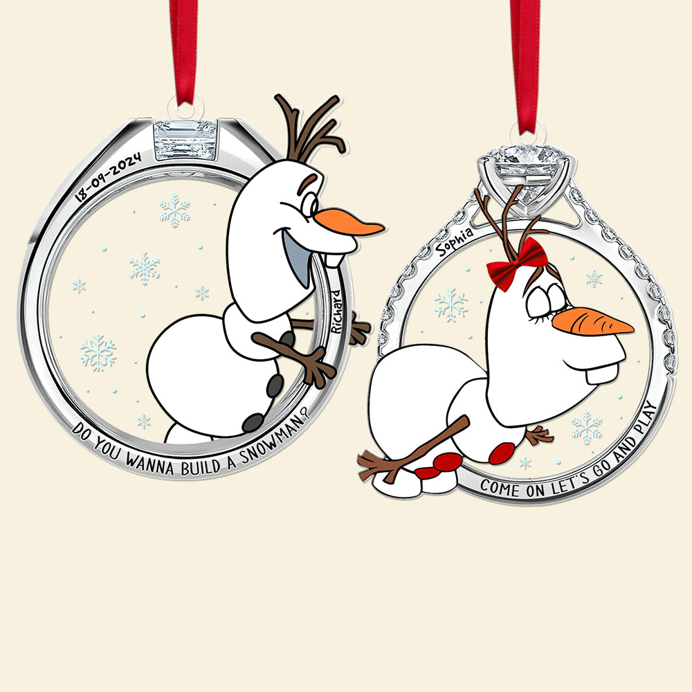 Personalized Gifts For Couple Matching Ornament, Naughty Snowman in Christmas Rings 01tgqn270924 - Image 4