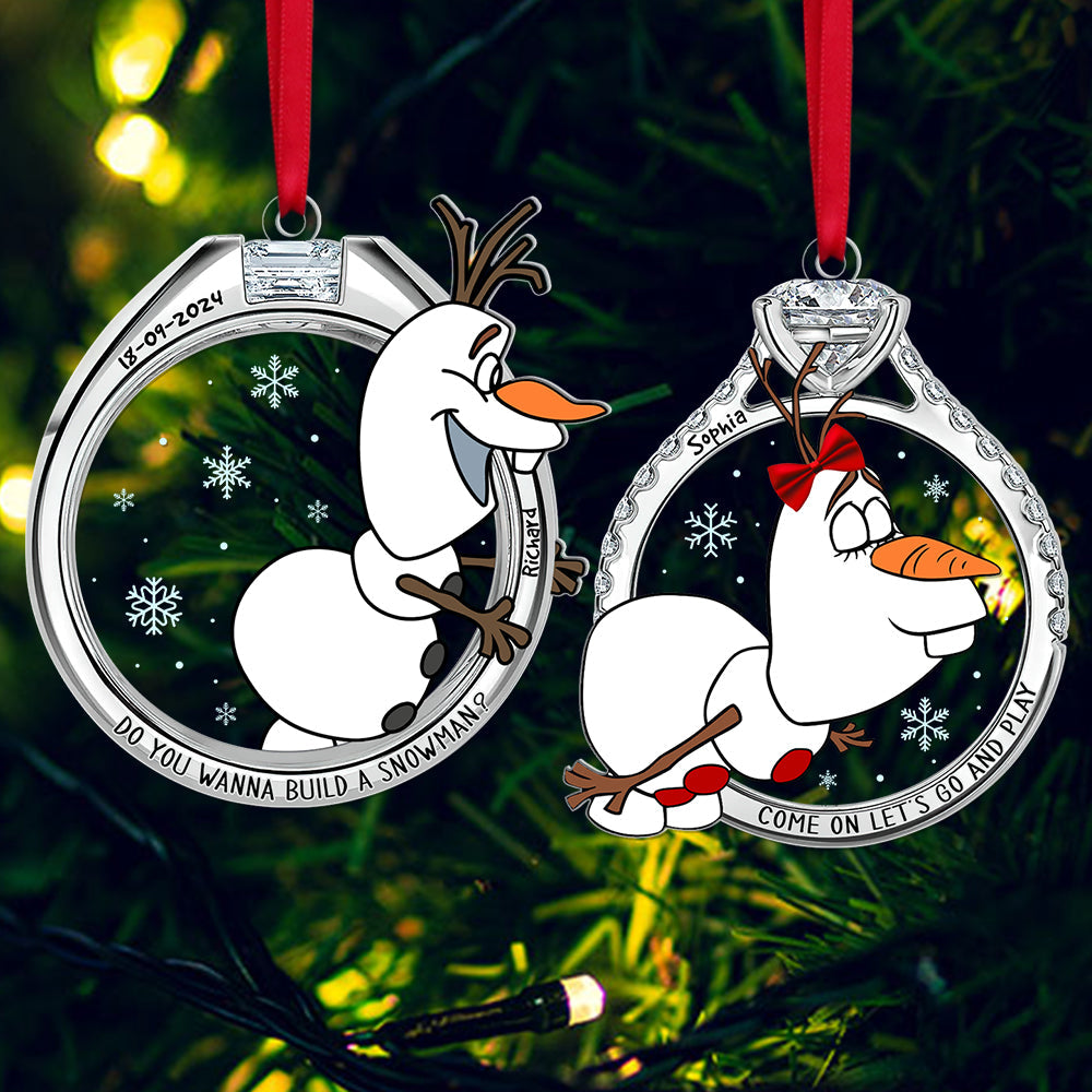 Personalized Gifts For Couple Matching Ornament, Naughty Snowman in Christmas Rings 01tgqn270924