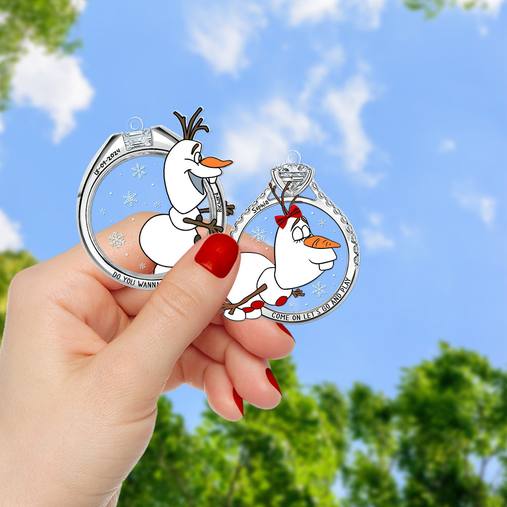 Personalized Gifts For Couple Matching Ornament, Naughty Snowman in Christmas Rings 01tgqn270924 - Image 3
