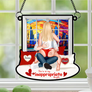 Alternative view of Personalized Gifts For Couple, Naughty Couple Acrylic Suncatcher Ornament Valentine 01KALU101224HH