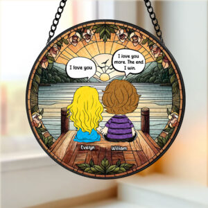 Personalized Gifts For Couple Stained Glass, Romantic Sunset At Dock 02qhti071224hg