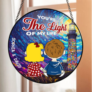 Alternative view of Personalized Gifts For Couple Stained Glass You're The Light Of My Life 03TODT130125HG