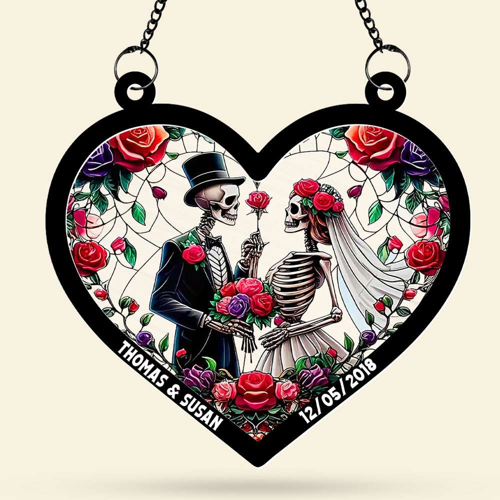 Personalized Gifts For Couple Suncatcher Acrylic Skeleton Halloween 01XQTI260824 - Image 4