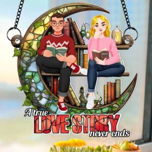 Personalized Gifts For Couple Suncatcher Ornament Book Lover 02XQDT031224PA