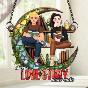 Alternative view of Personalized Gifts For Couple Suncatcher Ornament Book Lover 02XQDT031224PA