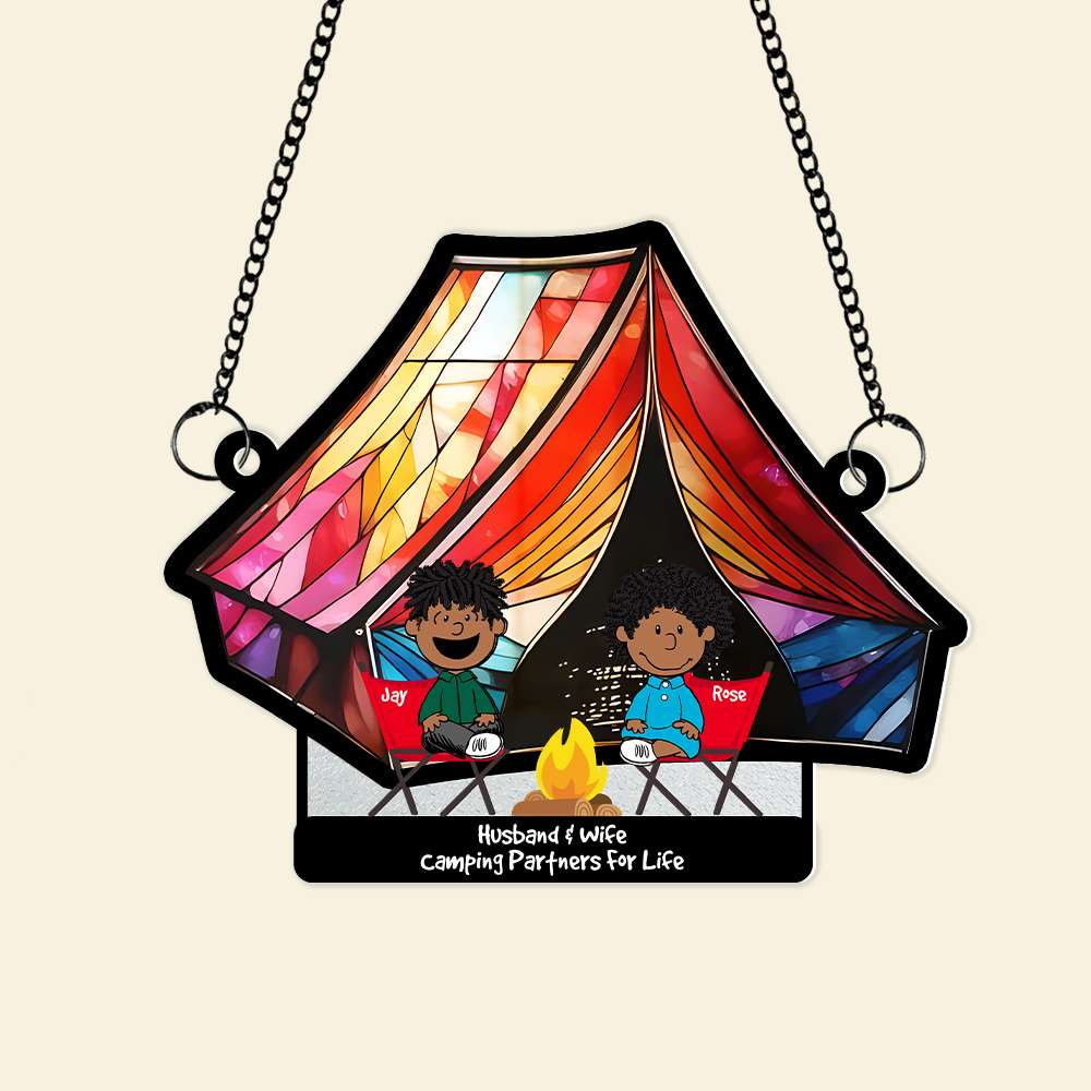 Personalized Gifts For Couple Suncatcher Ornament Camping Couple 04KAMH131224HH - Image 3