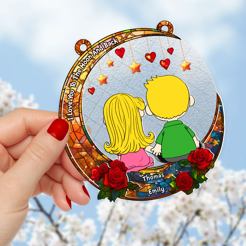 Personalized Gifts For Couple Suncatcher Ornament Cartoon Couple 01xqpu051224hg - Image 4