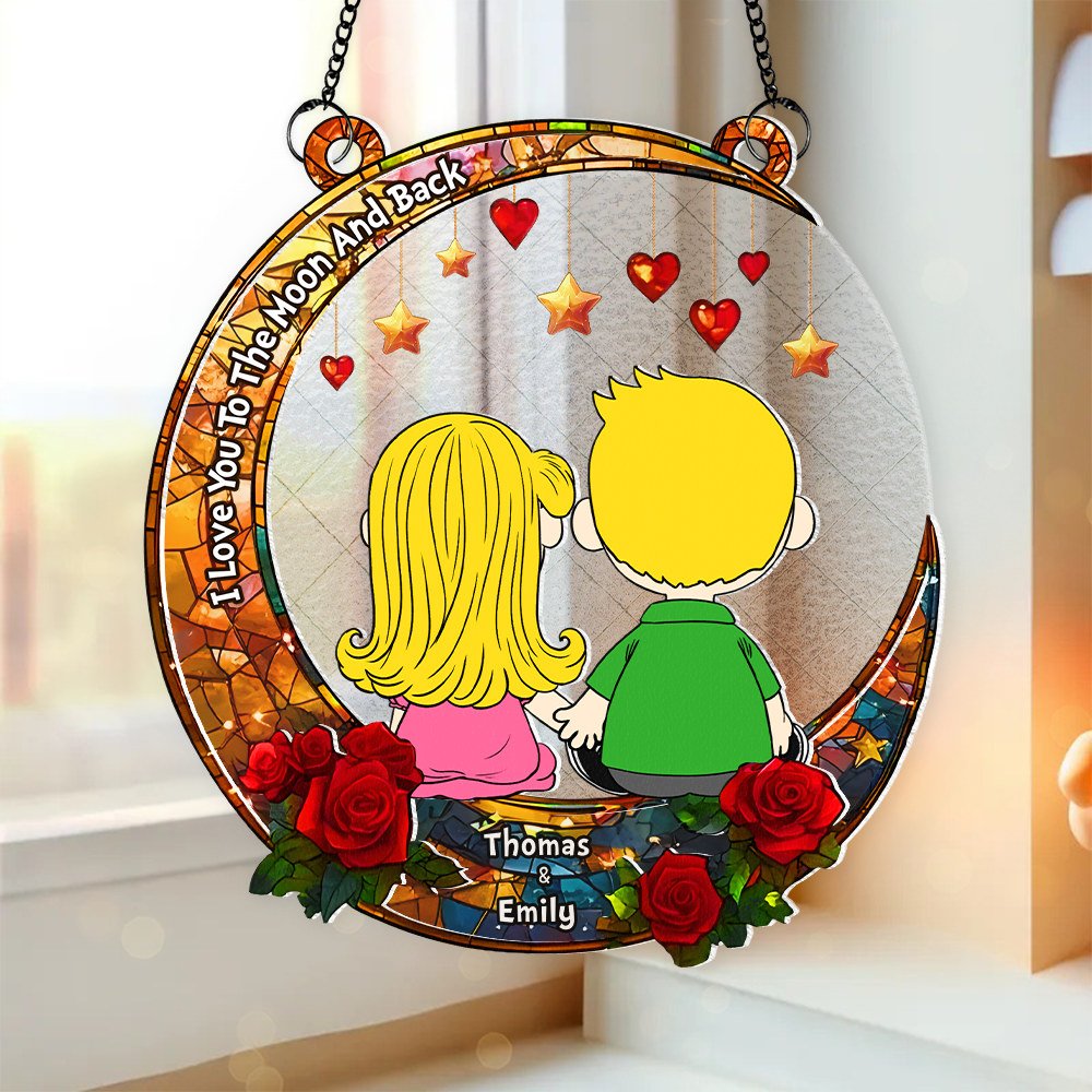 Personalized Gifts For Couple Suncatcher Ornament Cartoon Couple 01xqpu051224hg - Image 5