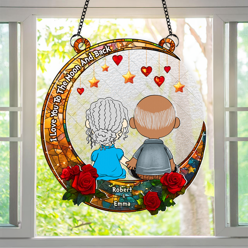 Personalized Gifts For Couple Suncatcher Ornament Cartoon Couple 01xqpu051224hg - Image 6