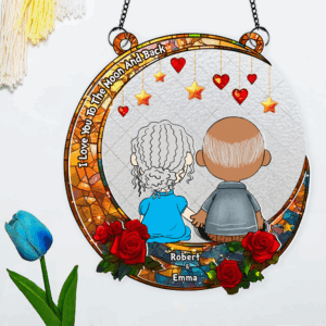 Alternative view of Personalized Gifts For Couple Suncatcher Ornament Cartoon Couple 01xqpu051224hg