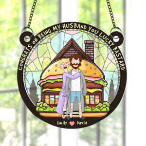 Alternative view of Personalized Gifts For Couple Suncatcher Ornament, Congrats On Being My Husband 01tgqn130225hg