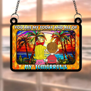 Personalized Gifts For Couple Suncatcher Ornament Holding Hand Cartoon Couple 02KAQN301224HG