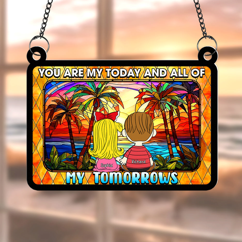 Personalized Gifts For Couple Suncatcher Ornament Holding Hand Cartoon Couple 02KAQN301224HG