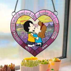 Personalized Gifts For Couple Suncatcher Ornament Kissing Couple 05KAMH101224HG