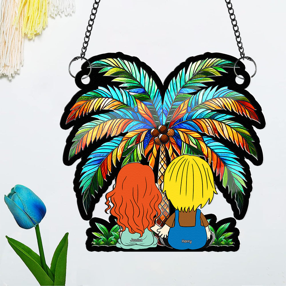 Personalized Gifts For Couple Suncatcher Ornament Summer Couple 02KAQN261224HG - Image 3