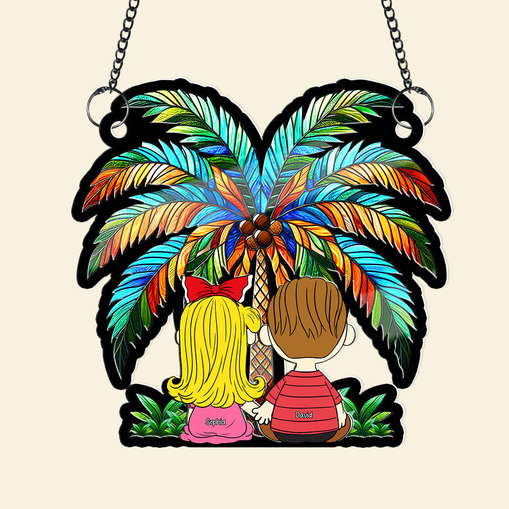 Personalized Gifts For Couple Suncatcher Ornament Summer Couple 02KAQN261224HG - Image 4